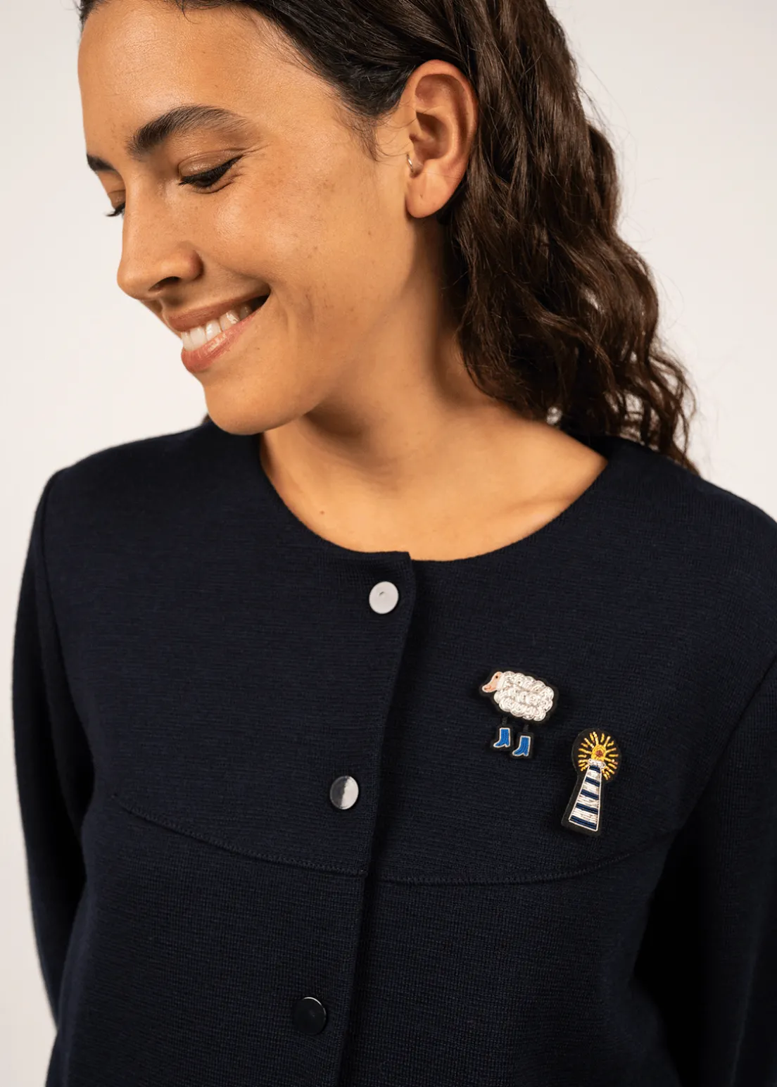 Lighthouse embroidered brooch