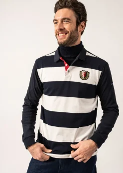 Pierrot Rugby-style Striped Polo Shirt