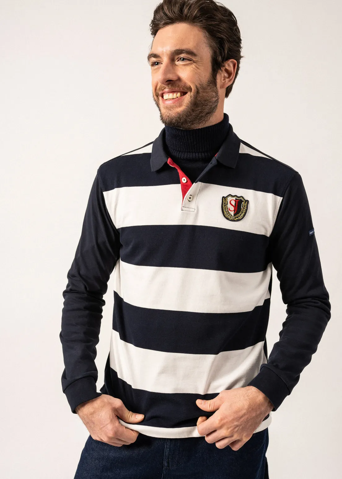 Pierrot Rugby-style Striped Polo Shirt