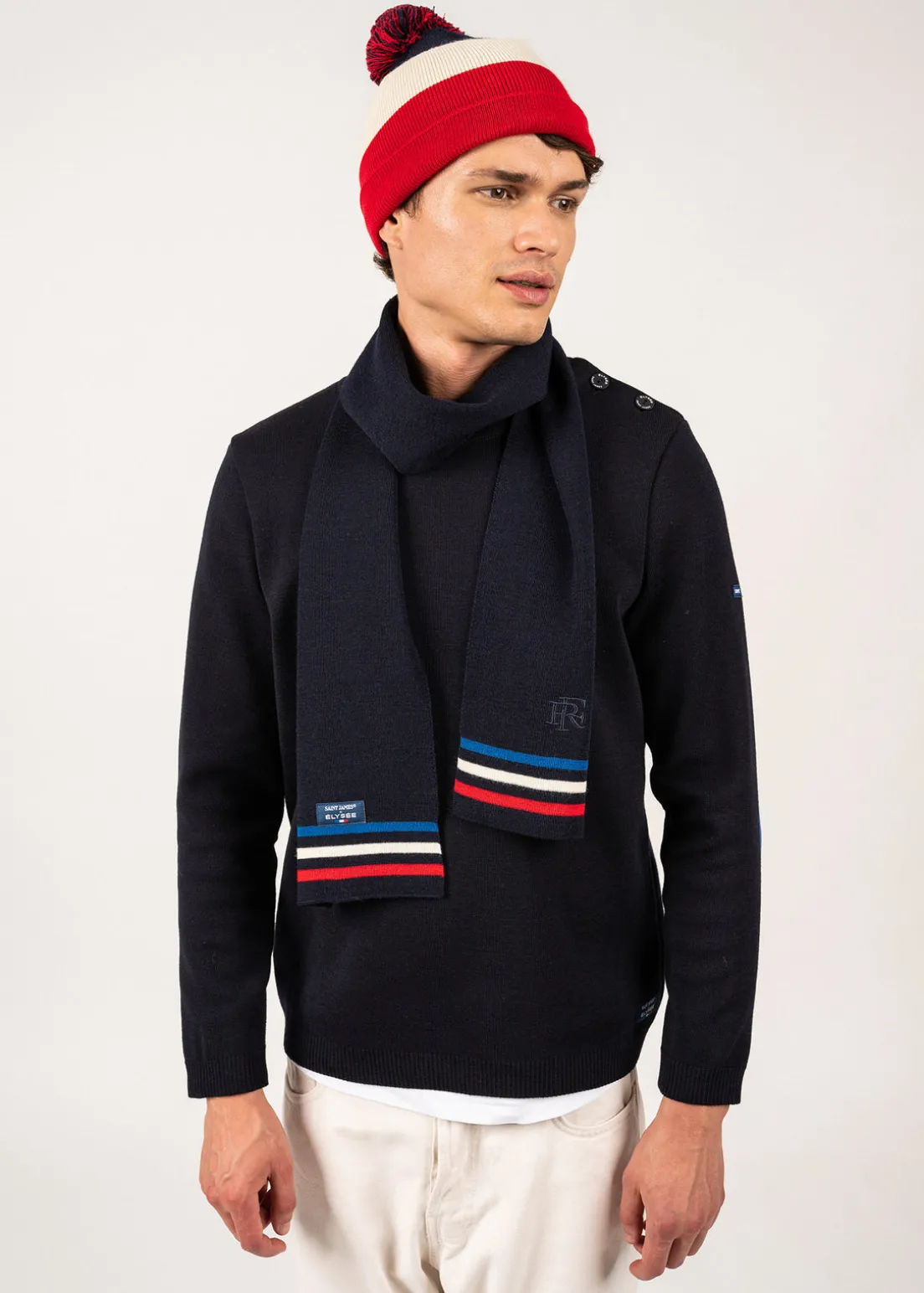 Tricolour wool scarf