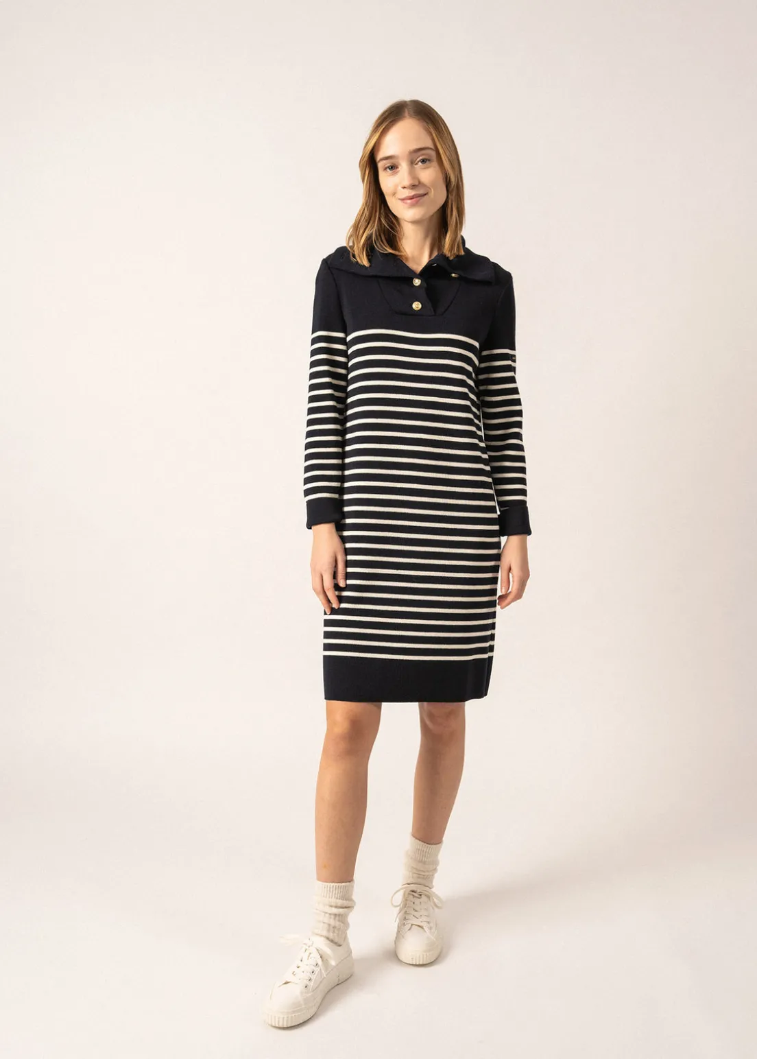 Vague Striped Wool Dress